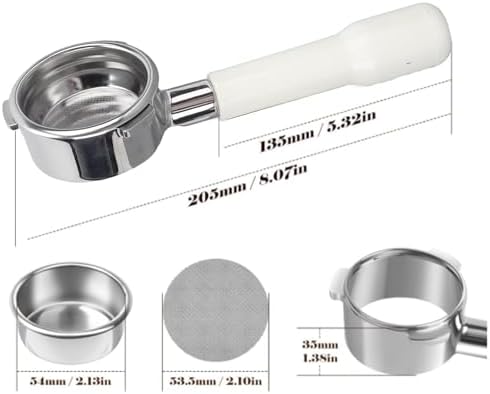 Portafilter, Bottomless Portafilter 58mm Stainless Steel Filter Basket Coffee Handle Cup Filter Basket Replacement 58mm 3 Ears Portafilter (White) - Image 4