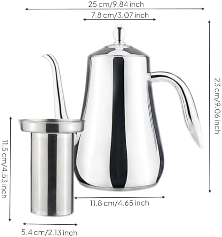 Gooseneck Tea Kettle with Lid Rust-Resistant Stainless Steel Pour Over Coffee Teapot with Strainer Polished for Kitchen, 1750ml - Image 3