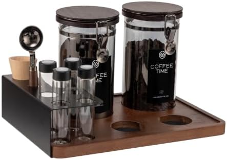 Light Blocking Glass Coffee Canister Set with Degassing Valve & Measuring Scoop for Coffee & Dry Food Storage - Image 2