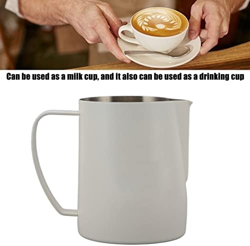Coffee Milk Frothing Pitcher, 600ml Espresso Steaming Jug with Falcon Beak Tip, 304 Stainless Steel Milk Frother Cup for Coffe, Cappuccino, Latte Art, Espresso Machine Accessories(White) - Image 3