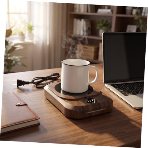 Electric Coffee Mug Warmer Pad Cord with 4 Heat Settings and Temperature Display, Oversized Heating Panel, Colorful Ambience Light, Intelligent LED Screen for Desk and Home Use - Image 5