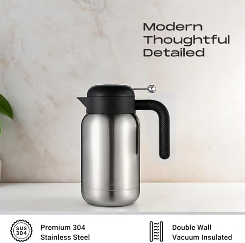 Aura Thermal Coffee Carafe - Vacuum Insulated Stainless Steel Tea Pot & Water Pitcher, Keeps Drinks Hot or Cold, BPA-Free, Beverage Dispenser - 51 oz Stainless - Image 3