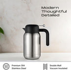 Aura Thermal Coffee Carafe - Vacuum Insulated Stainless Steel Tea Pot & Water Pitcher, Keeps Drinks Hot or Cold, BPA-Free, Beverage Dispenser - 51 oz Stainless - Image 3