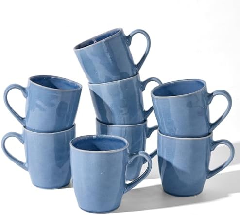 famiware Aurora Coffee Mugs, 14oz Mug Set of 8, Stoneware Cup with Handle by Famiware