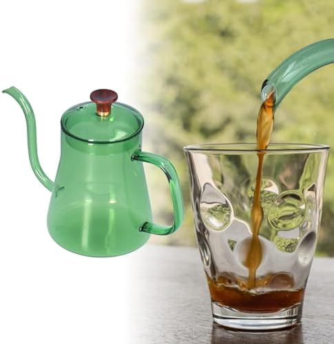 Gooseneck Kettle, Glass Teapot Long Coffee High Borosilicate Spout Glass Coffee Pot Pour over Kettle for Home (Green 350ML) - Image 6