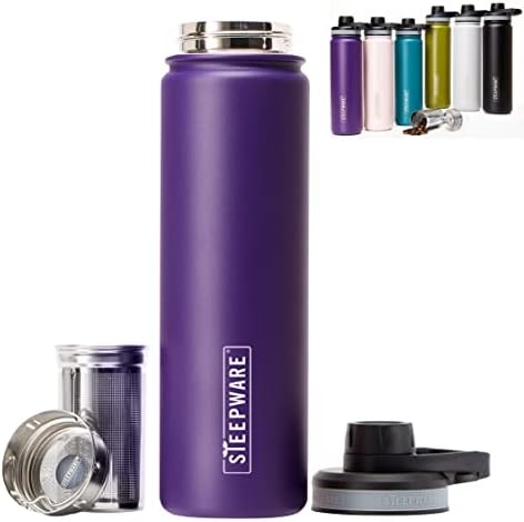 The Tea Spot Steepware Tea Tumbler and Thermos, 22oz, Tea Bottle with tea infuser for loose leaf tea or iced coffee, Sleek Double Wall Tumbler & Insulated Travel Bottle - Violet by TheTeaSpot