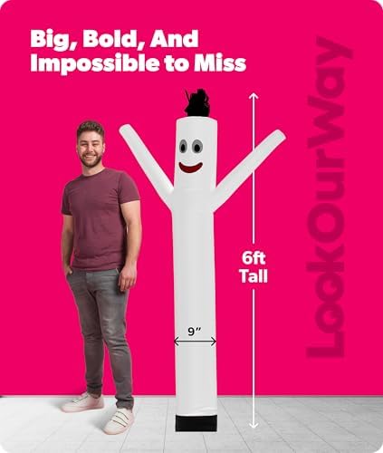 LookOurWay Air Dancers Wacky Waving Inflatable Tube Man Attachment - 7 Feet Tall Advertising Air Dancer Waving Man Inflatable Tube Guy - Blower Not Included - White - Image 3