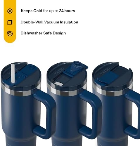 RTIC 30oz Road Trip Tumbler, Insulated, Ceramic Lined, Navy - Image 2