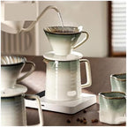 Hand Brewed Sharing Pot Funnel Dripper Tools,Ceramic Coffee Filter Cup Reusable Filters Coffee Maker(Green 3pcs set) - Image 3