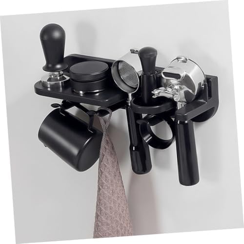 Wall Mounted Espresso Organizer for 51mm Espresso Machines, Black | ABS Build, No-drill Installation, Handle Cloth Tamper Set, Kitchen Counter Storage for Clutter-free Setup - Image 6