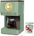 Amaste Drip Coffee Maker, Coffee Machine with 25 Oz Glass Coffee Pot, Retro Style Coffee Maker with Reusable Filter & Three Brewing Modes, Collapsible Silicone Coffee Cup,Warming Plate, Matcha Green by Amaste