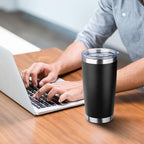20oz Tumbler with Straw and Brush, Stainless Steel Vacuum Insulated tumbler, Double Wall Insulated Coffee Tumbler for Outdoor, Home, Travel,Office (Black,4pcs) - Image 5