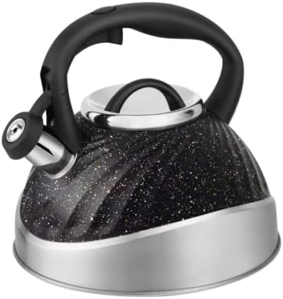 3L Stainless Steel Whistling Tea Kettle with Granite Coating – Speckled Stovetop Tea Pot with Capsuled Base Heat-Resistant Ergonomic Handle for All Stovetops - Image 3