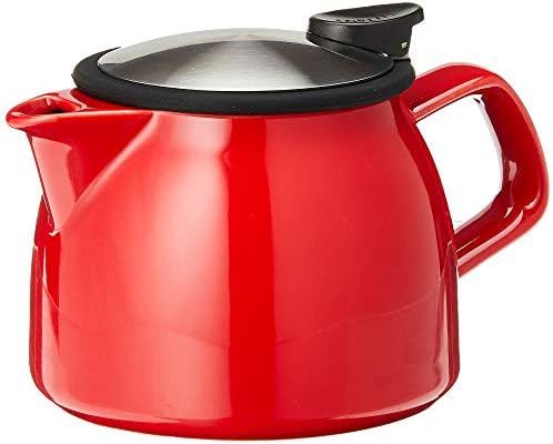 FORLIFE Bell Ceramic Teapot with Basket Infuser, 16-Ounce/470ml, Red - Image 2