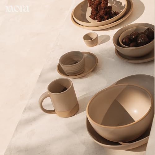 MORA Medium Mugs Set of 4, 16oz Ceramic Pottery Latte Mugs/Coffee Cups - Microwave and Dishwasher Safe - Mushroom - Image 6