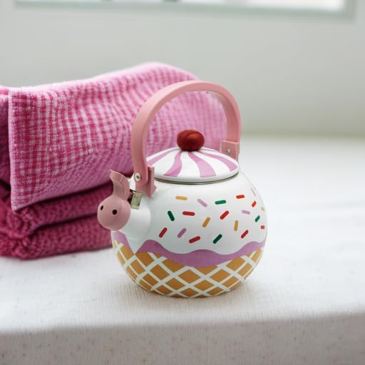 Whistling Tea Kettle Enamel on Steel Teakettle, Supreme Housewares Strawberry Cupcake Design Teapot Water Kettle Cute Kitchen Accessories Teteras, 1.7 Quart - Image 5