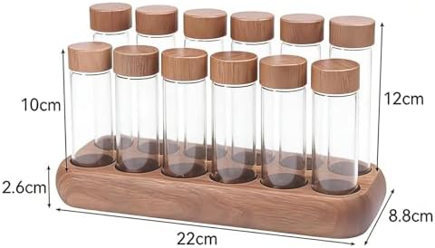 12 Pieces Coffee Bean Storage Tube Single Dose Glass Tube Airtight Wooden Holder Protection Suitable for Coffee Kitchen countertop, 6 Short and 6 Long - Image 3