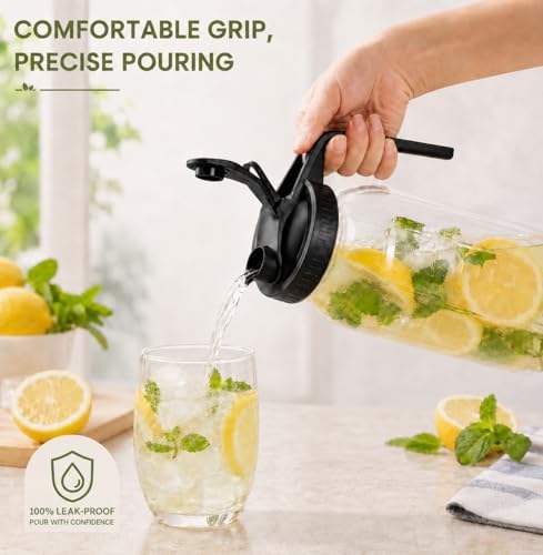 2 Pack 64 oz Glass Pitcher with Lid, Glass Half Gallon Jug for Fridge - Image 7