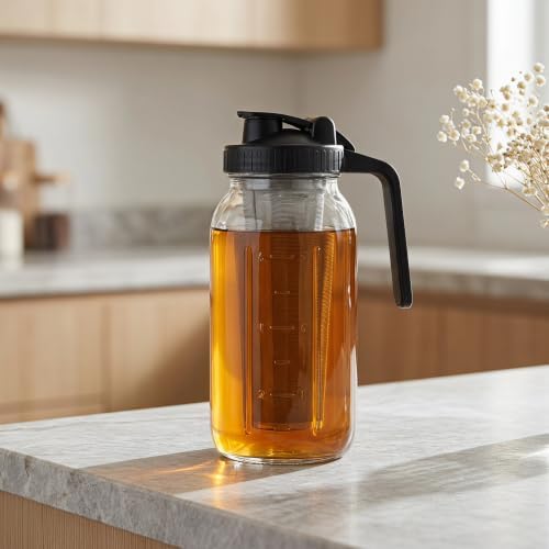 1 Set Cold Brew Coffee Maker Pitcher, 64 Oz Thick Glass Mason Jar - Image 4