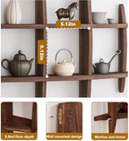 Solid Wood Chinese Tea Cup Holder, Wall Mounted Mug Display Shelf - Image 4