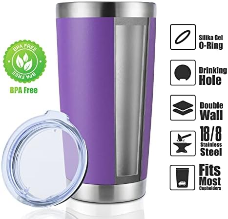 DOMICARE 20oz Stainless Steel Tumbler Bulk with Lid, Double Wall Vacuum Insulated Travel Mug, Powder Coated Coffee Cup, Powder Purple, 12 Pack - Image 2
