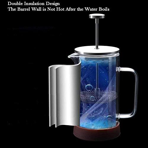 Coffee Maker - Stainless Steel & Glass French Coffee Press,Double Wall Thermal Insulated Borosilicate Glass Coffee Press. (Size : 500ML) - Image 5