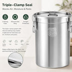 33L/8.72gal Stainless Steel Airtight Canister, Food Storage Canisters with Airtight Lid&Locking Clamp, Rice Cereal Grain Canisters Container, Storager Bucket for Flour, Coffee Bean, Sugar, Cookie - Image 4
