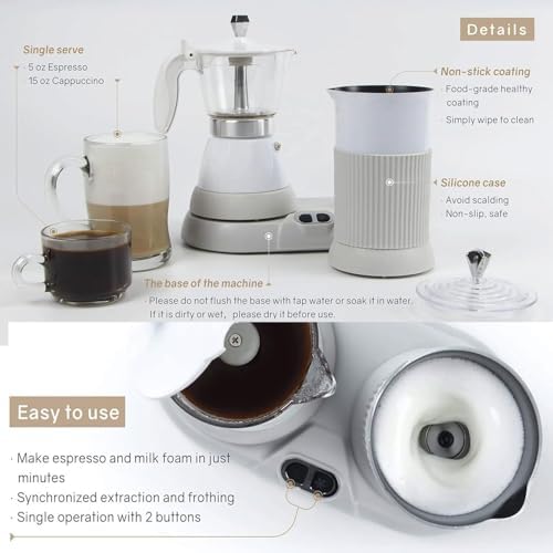 Smart Household Coffee Maker, With Milk Frother&Steamer, Electric Moka Pot&Milk Foaming Machine Dual Use, for Home & Office - Image 7