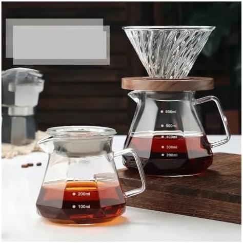 Design Glass Coffee Carafe Glass Coffee Server for Drip Coffee Maker,Coffee Pot with Lid,Pour Over Coffee Filter(600ml with lid) - Image 3
