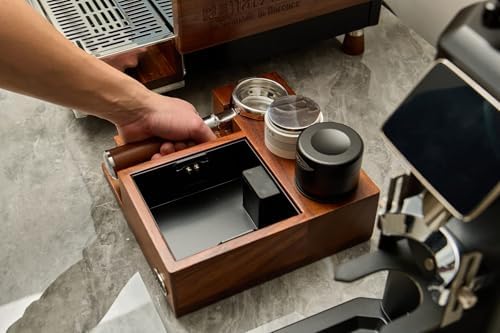 IKAPE V3 Espresso Knock Box, Modern Wooden Coffee Organizer, 51-58mm Tamper & Distributor Storage, Non-Slip, Portable, 9.5*9.5*3.5 inches - Image 3