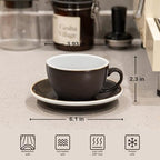 Loveramics Coffee Cup Ceramic, 8 oz Latte Art Cup with Saucer for Cappuccino, Tea, Espresso, Thick - walled stoneware Cappuccino mug Set for Cafe and Barista - Potters Colours (Gunpowder, 8OZ) - Image 5