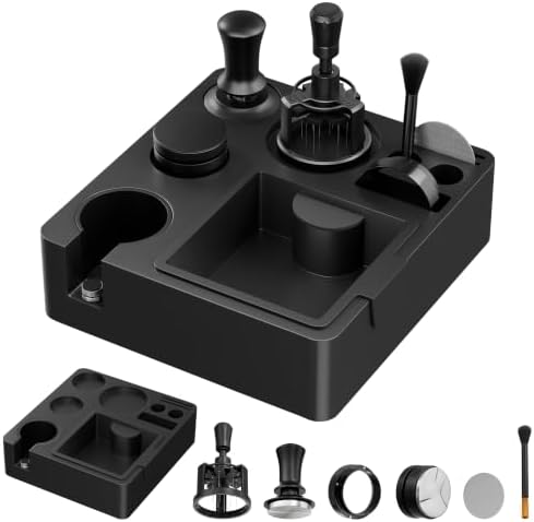 7PCS 54mm Espresso Accessories Kit, Coffee Tamping Station with Knock Box - All-in-One Home Barista Starter Set, Stainless Steel Tamper & Distributor, WDT Tool for Even Extraction by MTGSTOCL