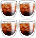 8oz Glass Coffee Mugs Set of 4, Double Walled Espresso Cups for Latte Cappuccino Cocoa Milk Cafe Juice, Clear Glass Tea Cup Set Glassware Gift for Christmas Birthday (8oz-4Pack) by Unknown