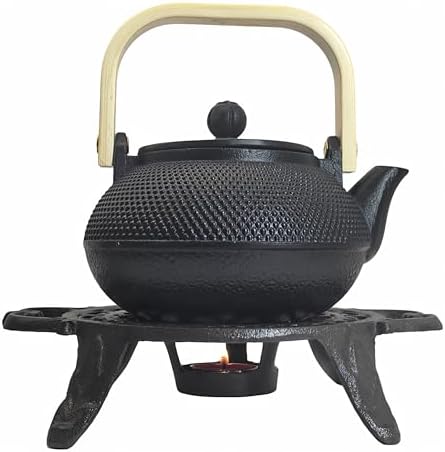 Cast Iron Tea Set with Teapot and Warmer, Japanese Tetsubin, 30.4oz Small Teapot with Infuser for Loose Leaf, Asian Tea Kettle for Stovetop Safe, Elegant Durable Tea Pot Set Gift by SECHUDO