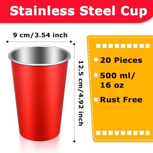 Mimorou 20 Pack 16 oz Stainless Steel Cups Metal Cup, Multicolor - Image 2
