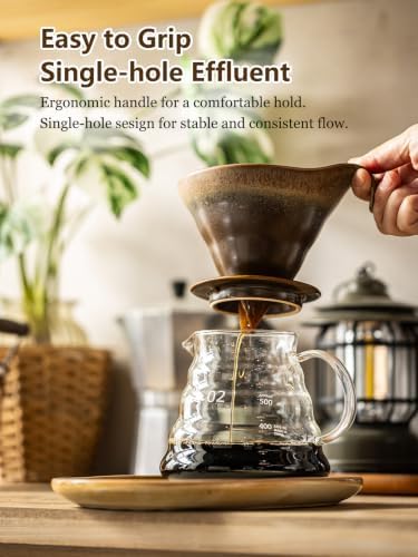Gomakren Coffee Mugs Set of 4, 13oz Stackable Coffee Cups with Stand & Pour Over Coffee Maker Single-Hole Cone, Ceramic Coffee Dripper - Image 7