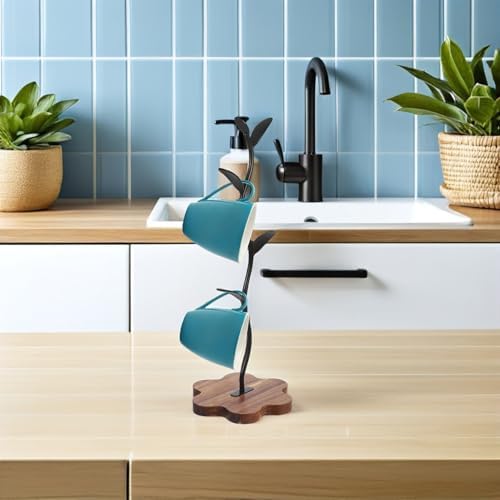Toyvian Wooden Mug Holder Cup Rack Tree with Stable Storage and Smooth Finish Natural Wood Elegance Coffee Cup Display Stand for Kitchen Countertop Organizer - Image 6