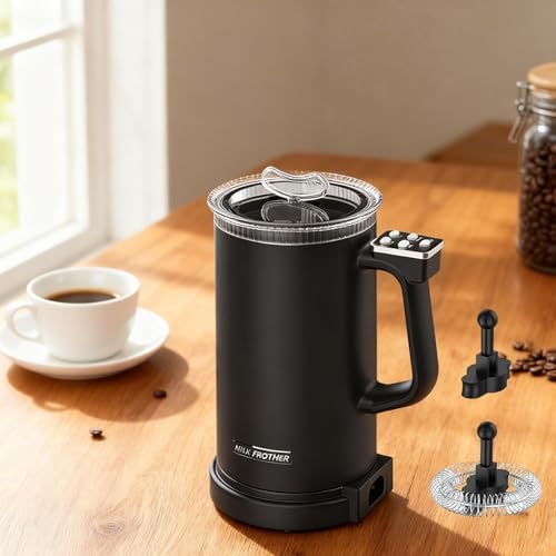 Yajuyi Electric Milk Frother Automatic and Cold Froth Stainless Steel Nonstick Interior Suitable for Home Kitchen Dining Espresso, Black - Image 5