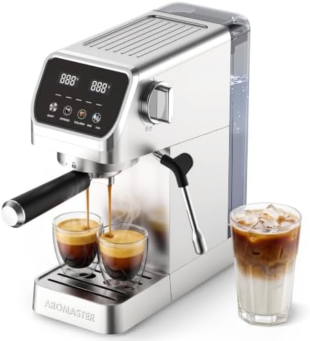 Aromaster 1400W Espresso Machine with Milk Frother, Stainless Steel by Aromaster