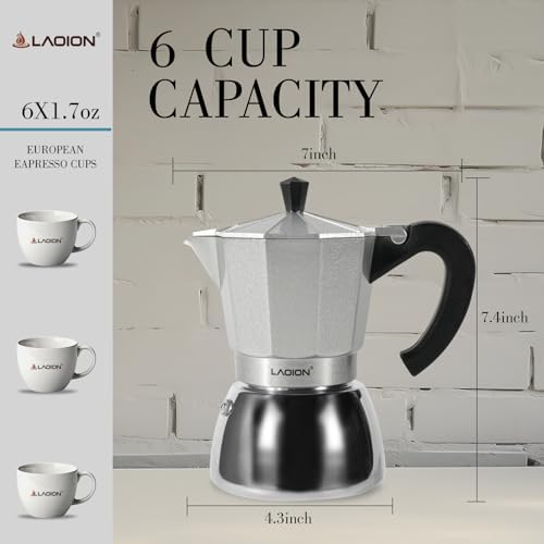 LAOION Stovetop Espresso Maker, 6Cup Moka Pot, Espresso Machine - Image 2