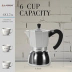LAOION Stovetop Espresso Maker, 6Cup Moka Pot, Espresso Machine - Image 2