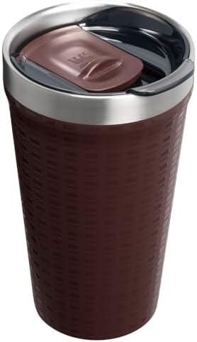 STANLEY Everyday Tumbler | Press Fit Drink Through Lid | Beverage, Coffee, and Cocktail Cup | Insulated Stainless Steel Wine Glass | BPA-Free | Mahogany Grid, 16 Ounces (Pack of 6) - Image 3