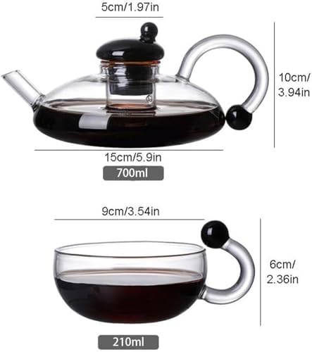 Glass Teapot Set with Removable Infuser Heat Resistant Loose Leaf Tea Pot for Loose Tea Coffee Herbal Tea(Gray) - Image 2
