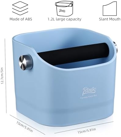 Espresso Knock Box - Bincoo Blue Espresso Machine Knock Box/Espresso Grounds Knock Box, Barista Style Coffee Knock Box for Grounds with Removable Shock-Absorbent Knock Bar and Anti-Slip Base. (Blue) - Image 5
