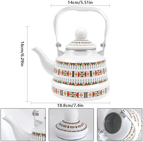 1.1L Arab style Vintage Tea Kettle,Enamel Teapot with Handle - Image 2