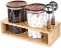 KKC HOME ACCENTS 2 Glass Coffee Canister Set with Bamboo Rack & Scoops-25oz by KKCHOMEACCENTSGmbH