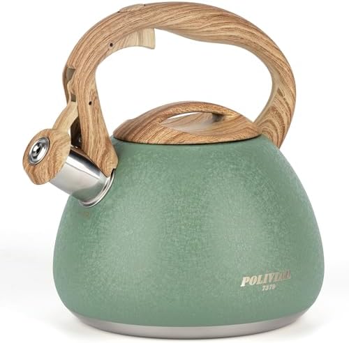 POLIVIAR Tea Kettle, 2.7 Quart Stovetop Tea Kettle, Audible Whistling Teapot with Crackle Finish, Food Grade Stainless Steel for Anti-Rust, Anti Hot Handle, Suitable for All Heat Sources (JX2023-LRG) by POLIVIAR7379