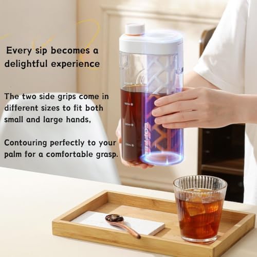 Cold Brew Coffee Maker,33 oz BPA free Pitcher with 350-Mesh Ultra-Fine Filter, Refrigerator Horizontal Stackable Space Saving, Airtight & Leak-Proof for Iced Coffee,Tea & Lemonade (White) - Image 7