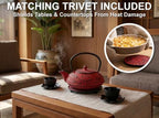 40 Oz Red Dragon Cast Iron Teapot, Enamel Interior, Infuser & Trivet - Image 4