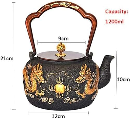 Stovetop Cast Iron Tea Kettle, Large Japanese Teapot Kettle Dragon with Handle for Wood Stove Induction Cooker and Gas Stove Stainless Steel Tea Kettle/15 - Image 3